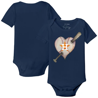 Infant Tiny Turnip Navy Houston Astros Heart Bat Bodysuit