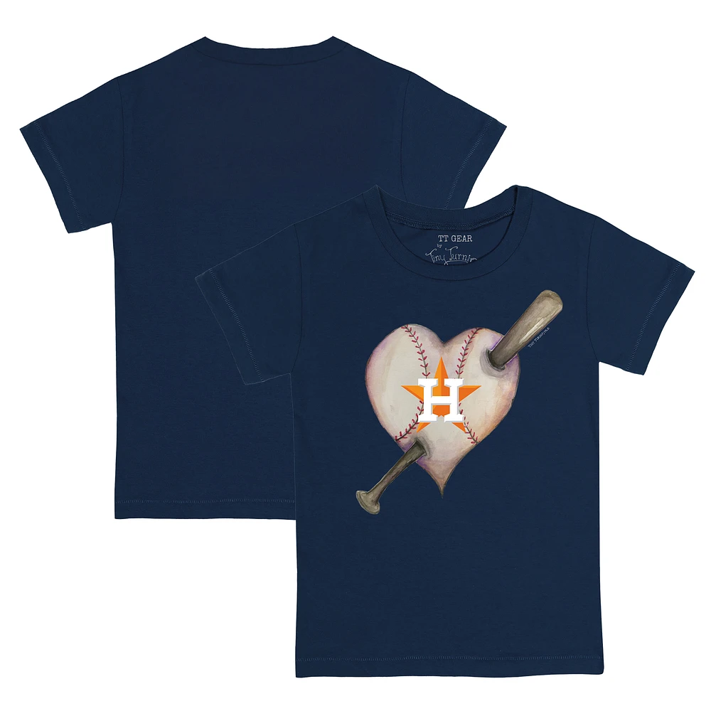 Infant Tiny Turnip Navy Houston Astros Heart Bat T-Shirt