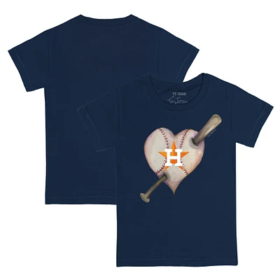 Infant Tiny Turnip Navy Houston Astros Heart Bat T-Shirt
