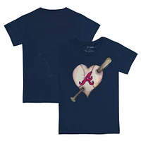 Infant Tiny Turnip Navy Atlanta Braves Heart Bat T-Shirt
