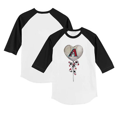 Infant Tiny Turnip White/Black Arizona Diamondbacks Heart Lolly Raglan 3/4-Sleeve T-Shirt