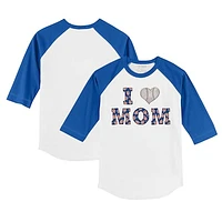Infant Tiny Turnip White/Royal New York Mets I Love Mom Raglan 3/4 Sleeve T-Shirt