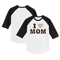 Infant Tiny Turnip White/Black Baltimore Orioles I Love Mom Raglan 3/4 Sleeve T-Shirt