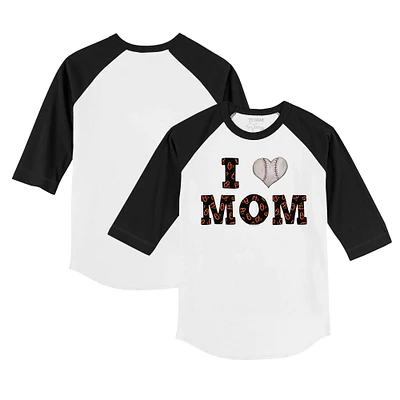 Infant Tiny Turnip White/Black Baltimore Orioles I Love Mom Raglan 3/4 Sleeve T-Shirt