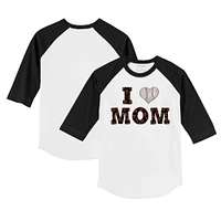 Infant Tiny Turnip White/Black Baltimore Orioles I Love Mom Raglan 3/4 Sleeve T-Shirt