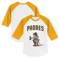 Infant Tiny Turnip White/Gold San Diego Padres Kate Raglan 3/4-Sleeve T-Shirt