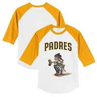 Infant Tiny Turnip White/Gold San Diego Padres Kate Raglan 3/4-Sleeve T-Shirt