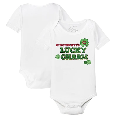 Infant Tiny Turnip White Cincinnati Reds Lucky Charm Bodysuit