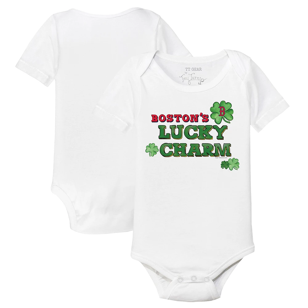 Infant Tiny Turnip White Boston Red Sox Lucky Charm Bodysuit