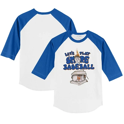 Infant Tiny Turnip White/Royal New York Mets Smores Raglan 3/4-Sleeve T-Shirt