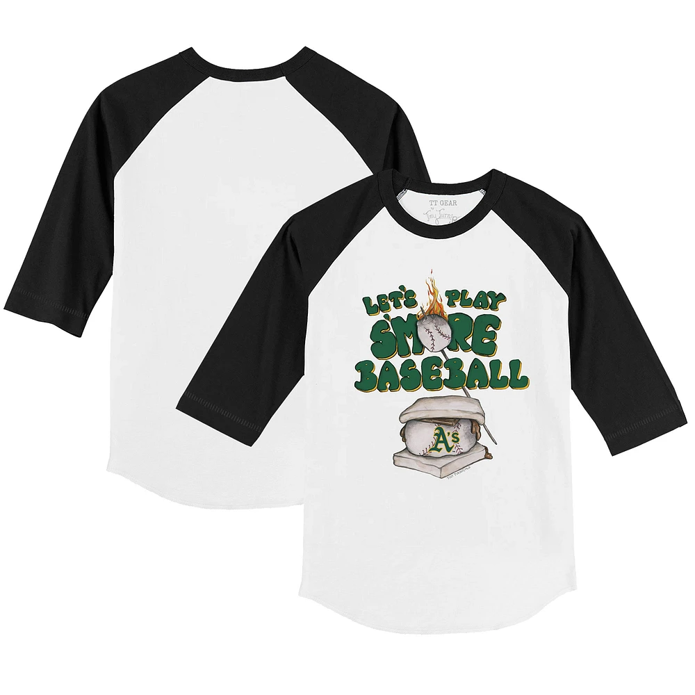 Infant Tiny Turnip White/Black Athletics Smores Raglan 3/4-Sleeve T-Shirt