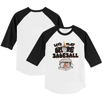 Infant Tiny Turnip White/Black Baltimore Orioles Smores Raglan 3/4-Sleeve T-Shirt