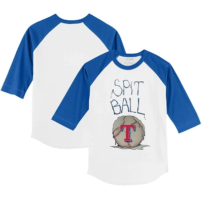 Infant Tiny Turnip White/Royal Texas Rangers Spit Ball Raglan 3/4 Sleeve T-Shirt
