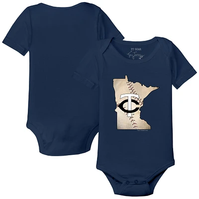 Infant Tiny Turnip Navy Minnesota Twins State Outline Bodysuit
