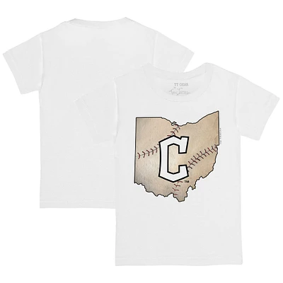 Infant Tiny Turnip White Cleveland Guardians State Outline T-Shirt