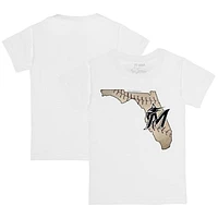 Infant Tiny Turnip White Miami Marlins State Outline T-Shirt