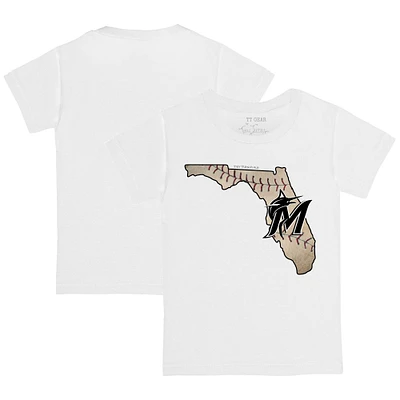 Infant Tiny Turnip White Miami Marlins State Outline T-Shirt