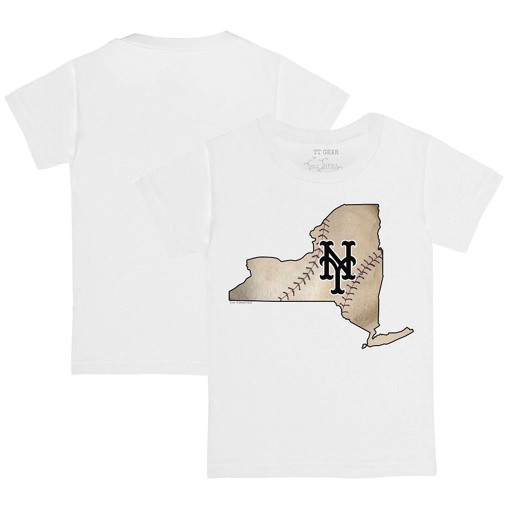 Infant Tiny Turnip White New York Mets State Outline T-Shirt