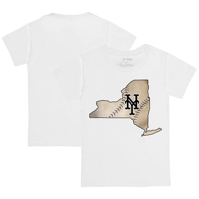 Infant Tiny Turnip White New York Mets State Outline T-Shirt