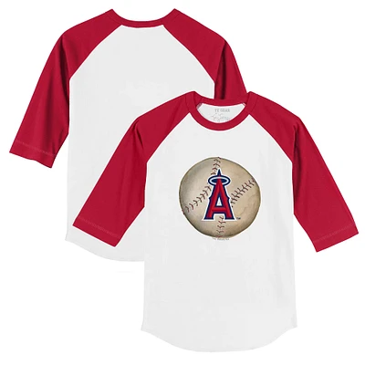 Infant Tiny Turnip White/Red Los Angeles Angels Stitched Baseball Raglan 3/4 Sleeve T-Shirt