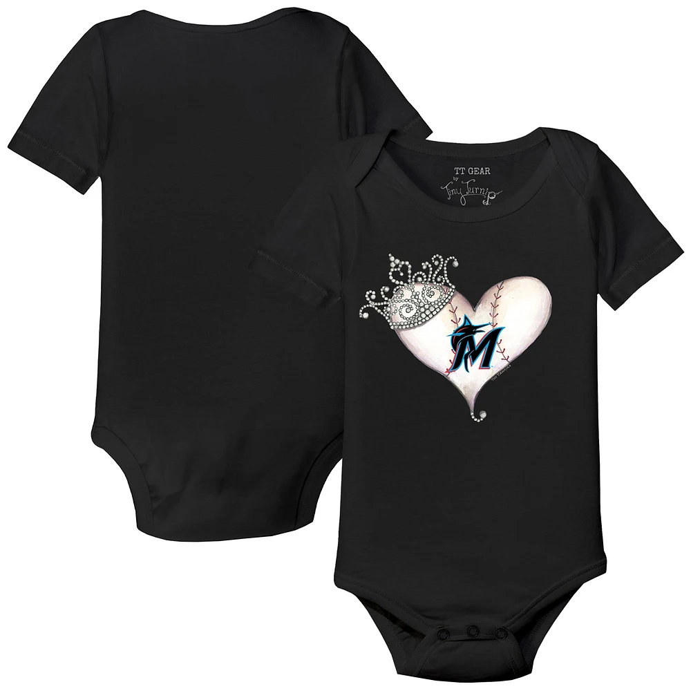 Infant Tiny Turnip Black Miami Marlins Tiara Heart Bodysuit