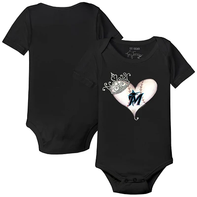 Infant Tiny Turnip Black Miami Marlins Tiara Heart Bodysuit