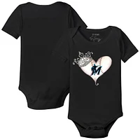 Infant Tiny Turnip Black Miami Marlins Tiara Heart Bodysuit