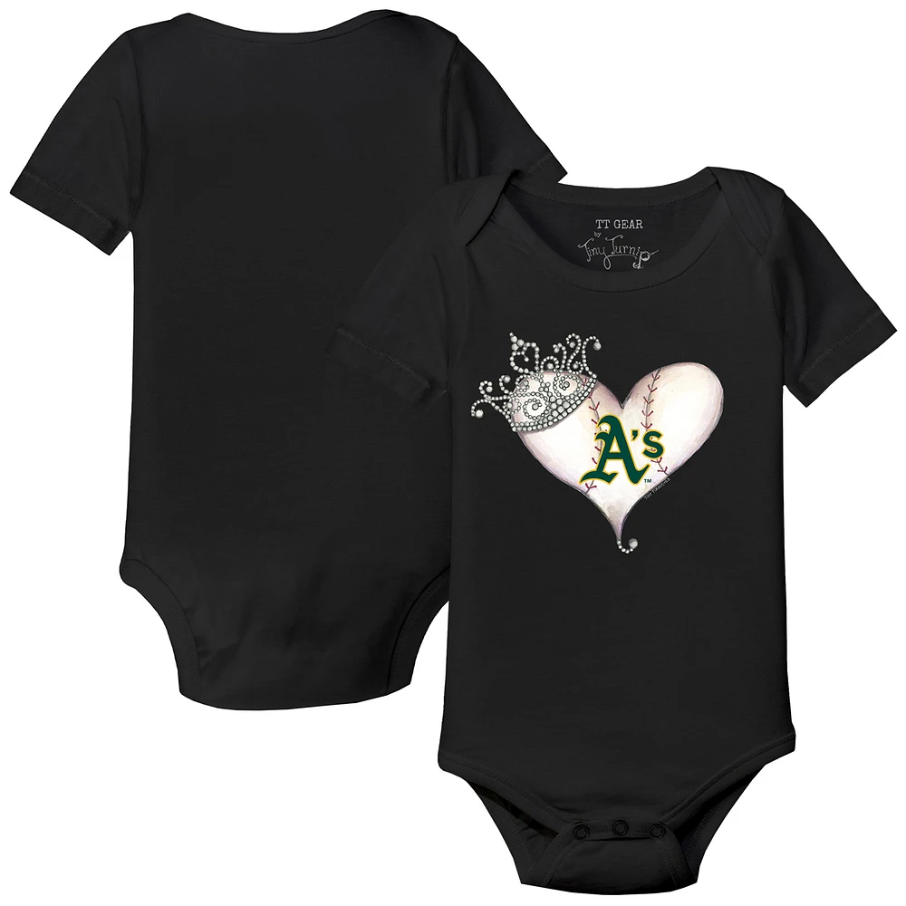 Infant Tiny Turnip Black Athletics Tiara Heart Bodysuit