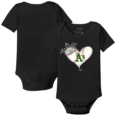 Infant Tiny Turnip Black Athletics Tiara Heart Bodysuit