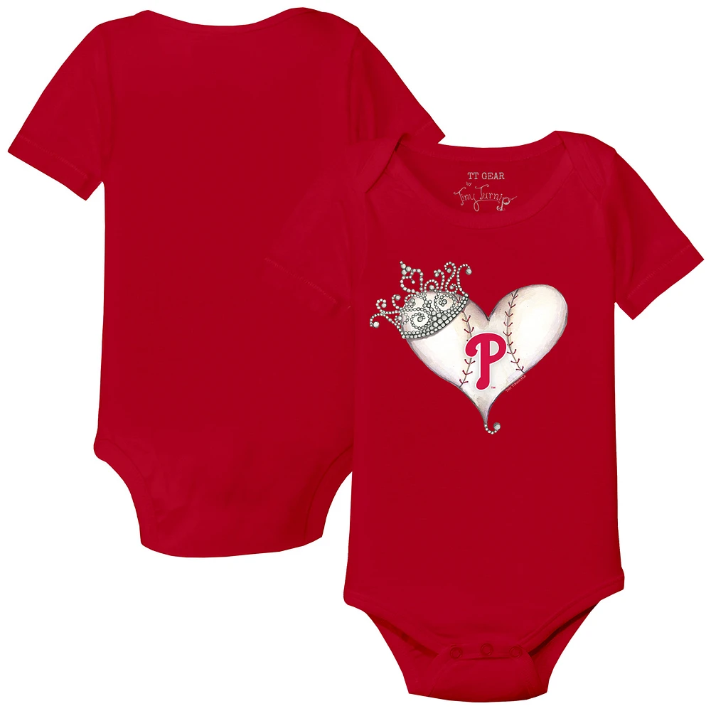 Infant Tiny Turnip Red Philadelphia Phillies Tiara Heart Bodysuit