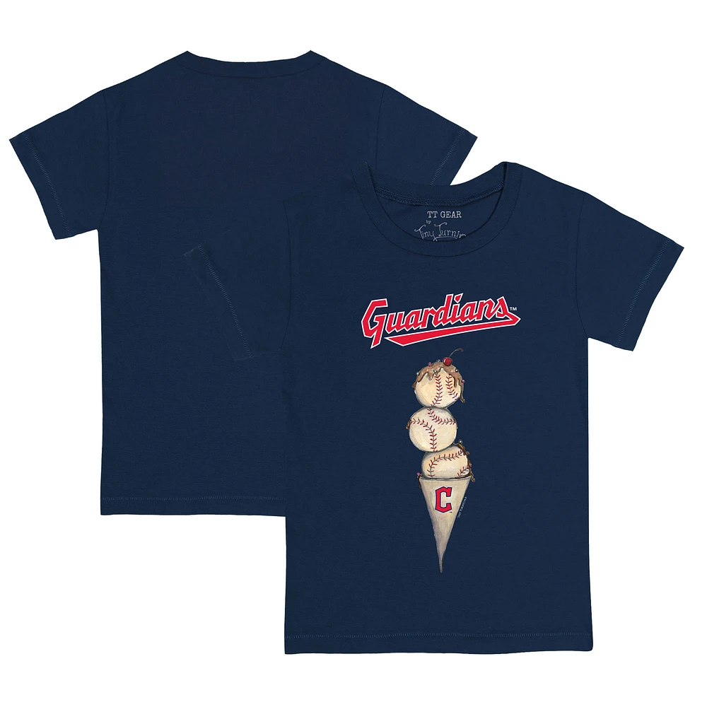 Infant Tiny Turnip Navy Cleveland Guardians Triple Scoop T-Shirt