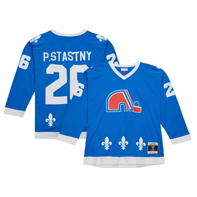 Men's Mitchell & Ness Peter Stastny Blue Quebec Nordiques  Vintage Hockey 1980/81 Line Player Jersey