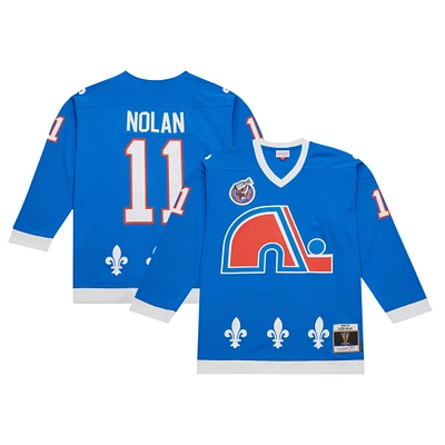 Men's Mitchell & Ness Owen Nolan Blue Quebec Nordiques  1992/93 Line Player Jersey