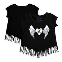 Girls Toddler Tiny Turnip Black Arizona Diamondbacks Angel Wings Fringe T-Shirt