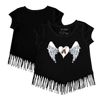 Girls Toddler Tiny Turnip Black Arizona Diamondbacks Angel Wings Fringe T-Shirt