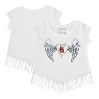 Girls Toddler Tiny Turnip White St. Louis Cardinals Angel Wings Fringe T-Shirt