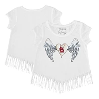 Girls Toddler Tiny Turnip White St. Louis Cardinals Angel Wings Fringe T-Shirt