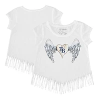 Girls Toddler Tiny Turnip White Tampa Bay Rays Angel Wings Fringe T-Shirt