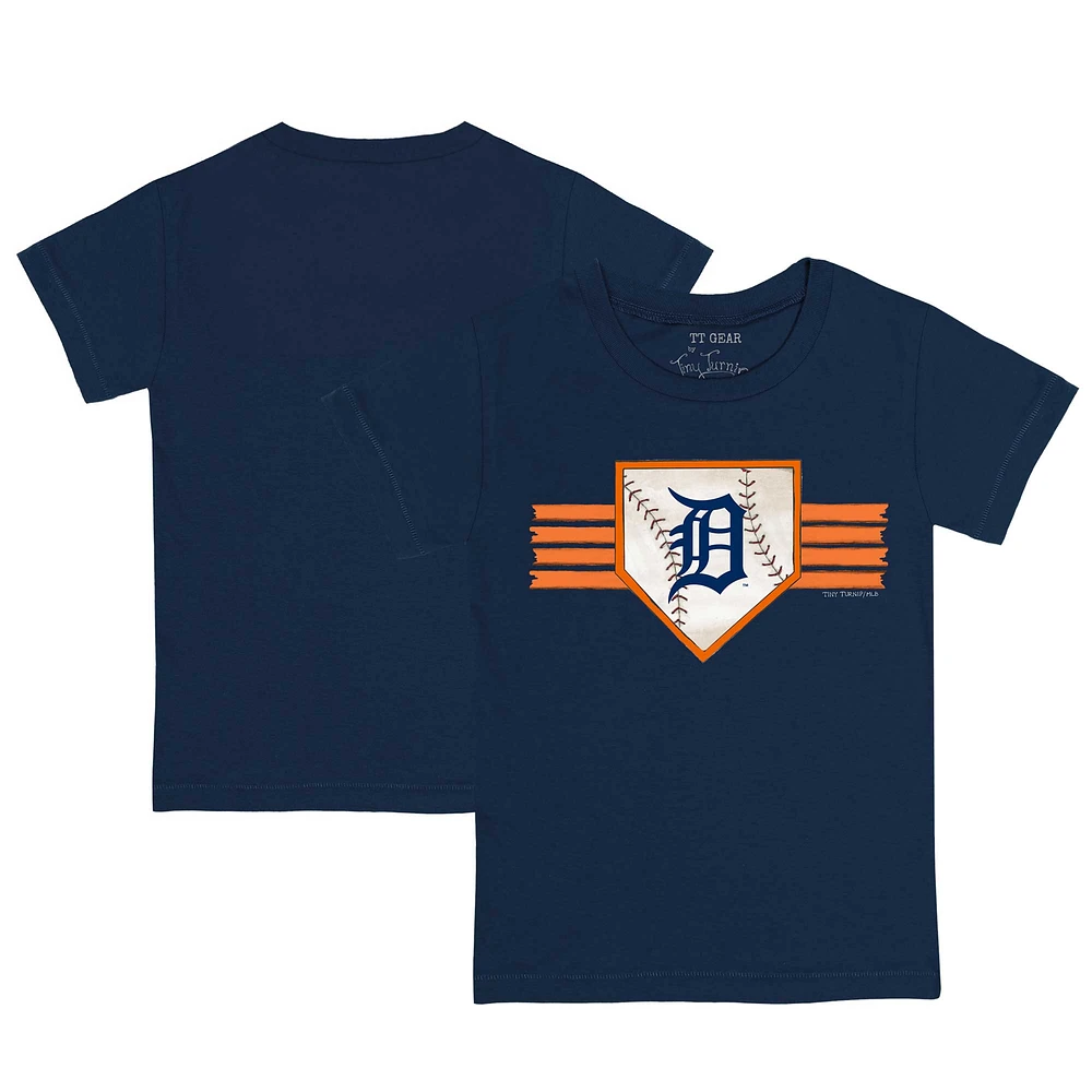 Toddler Tiny Turnip Navy Detroit Tigers Base Stripe T-Shirt