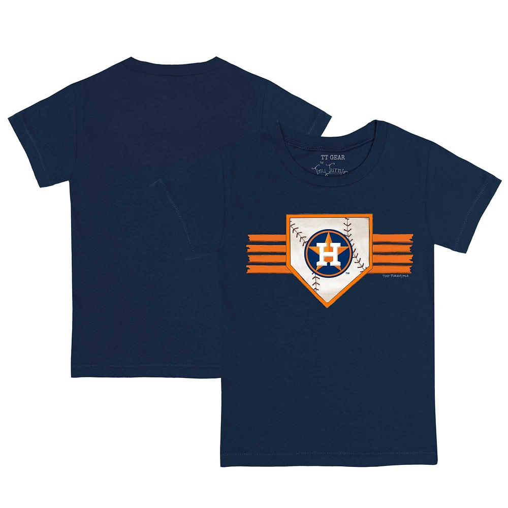 Toddler Tiny Turnip Navy Houston Astros Base Stripe T-Shirt