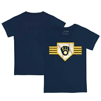 Toddler Tiny Turnip Navy Milwaukee Brewers Base Stripe T-Shirt