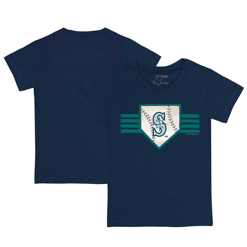 Toddler Tiny Turnip Navy Seattle Mariners Base Stripe T-Shirt