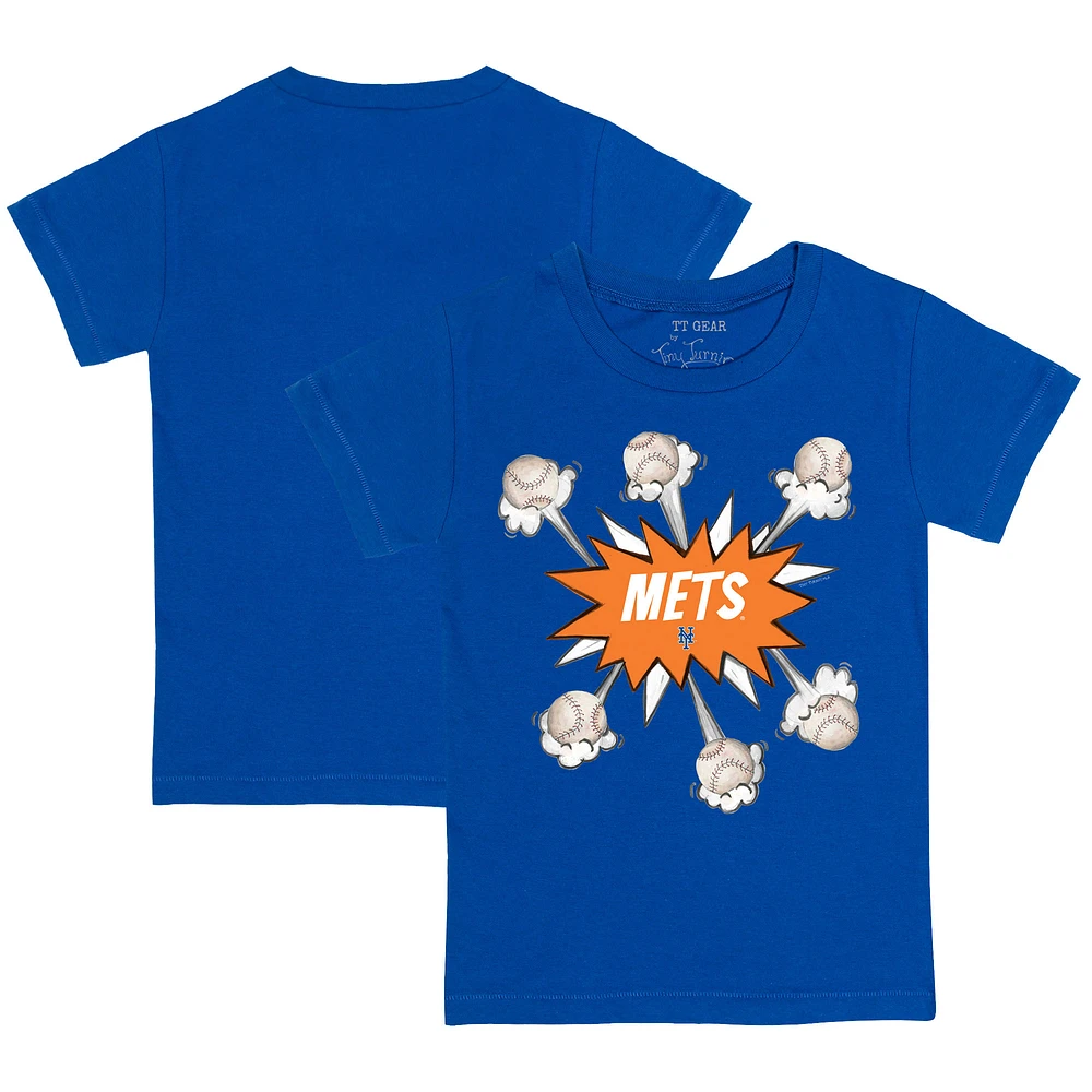 Toddler Tiny Turnip Royal New York Mets Baseball Pow T-Shirt
