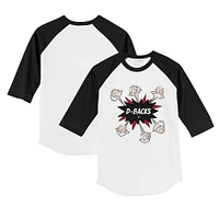 Toddler Tiny Turnip White/Black Arizona Diamondbacks Baseball Pow 3/4-Sleeve Raglan T-Shirt