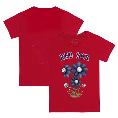Toddler Tiny Turnip Red Boston Sox Blooming Baseballs T-Shirt