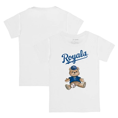 Toddler Tiny Turnip White Kansas City Royals Teddy Boy T-Shirt