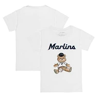 Toddler Tiny Turnip White Miami Marlins Teddy Boy T-Shirt