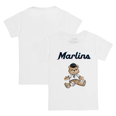 Toddler Tiny Turnip White Miami Marlins Teddy Boy T-Shirt