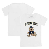 Toddler Tiny Turnip White Milwaukee Brewers Teddy Boy T-Shirt