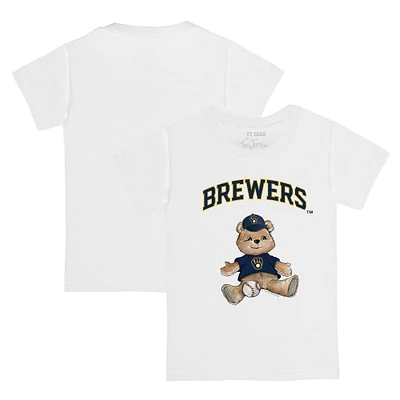 Toddler Tiny Turnip White Milwaukee Brewers Teddy Boy T-Shirt